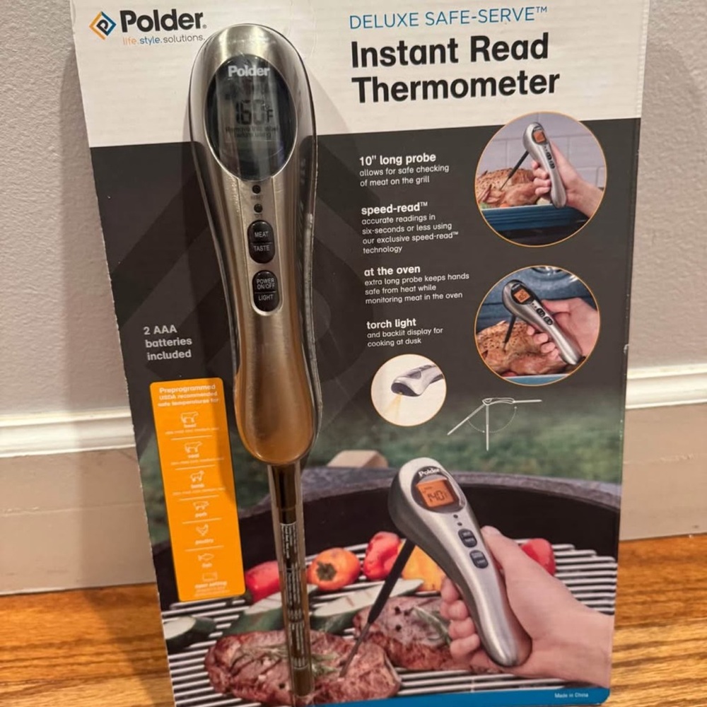 Polder Black Instant Read Meat Thermometer